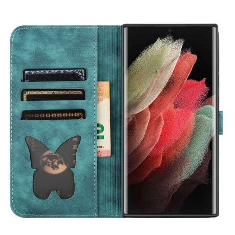 Чохол-книжка Cat Embossing Pattern  для Samsung Galaxy S25 Ultra 5G - блакитний