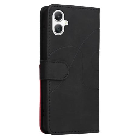 Чохол-книжка Dual-color Splicing Flip Leather на Samsung Galaxy A07 5G -чорно-червоний