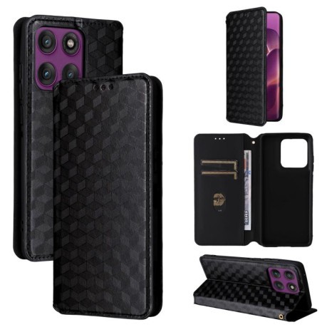 Чехол-книжка Cubic Grid Calf Texture для Motorola Edge 60 Pro - черный