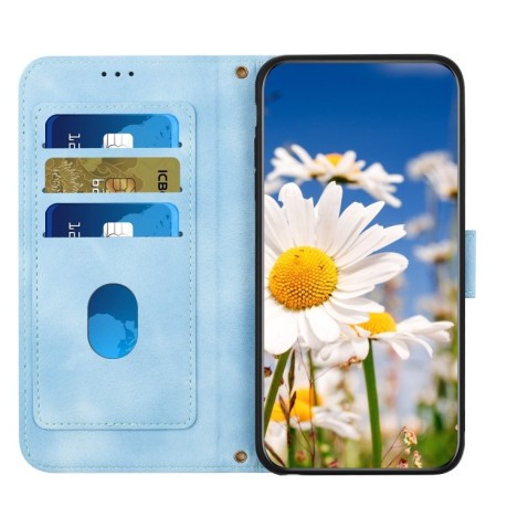 Чехол-книжка Floral Pattern Leather для Samsung Galaxy A56 5G - голубой