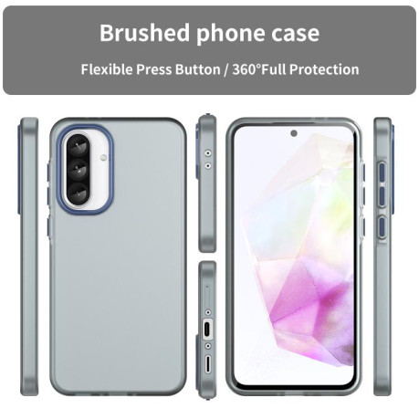 Противоударный чехол Frosted Translucent TPU Hybrid PC для Samsung Galaxy A56 5G - синий