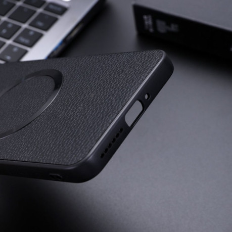 Протиударний чохол CD Magsafe Magnetic Litchi Texture для Xiaomi 15 Pro - фіолетовий
