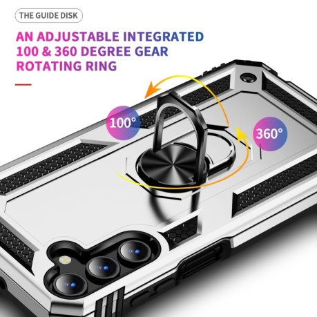 Противоударный чехол HMC 360 Degree Rotating Holder на Samsung Galaxy A15 - серебристый