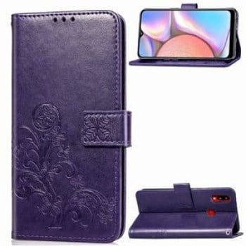 Чохол Four-leaf Clasp Embossed Buckle на Samsung Galaxy A10s (Фіолетовий)
