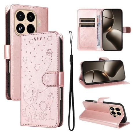 Чехол-книжка Cat Embossing Pattern на Xiaomi 15T Pro 5G EU 173mm - золото