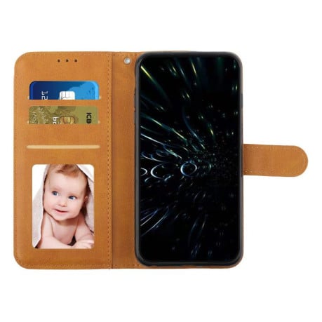 Чохол-книжка зі строчкою та фактурою Calf з магнітним хлястиком на Infinix Smart 20 4G — жовтий