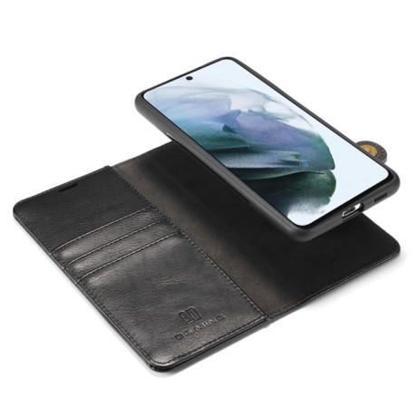 Кожаный чехол-книжка DG.MING Crazy Horse Texture на Samsung Galaxy S21 FE - черный