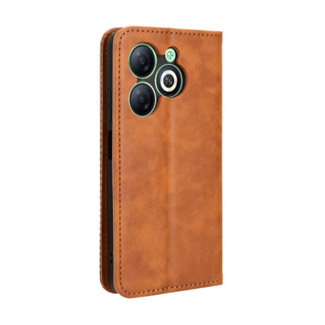 Чехол-книжка Magnetic Buckle Retro Crazy Horse Texture на Infinix Smart 8 - коричневый