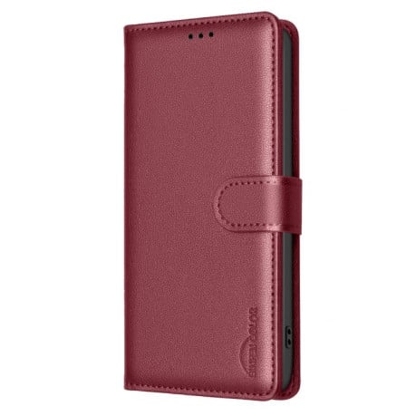 Чохол-книжка Litchi Texture RFID Anti-theft Leather на Xiaomi Redmi 15C 5G / 4G EU 173mm / Poco C85 5G - червоний