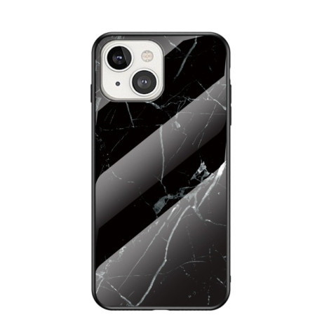 Стеклянный чехол Marble Pattern для iPhone 14/13 - Black