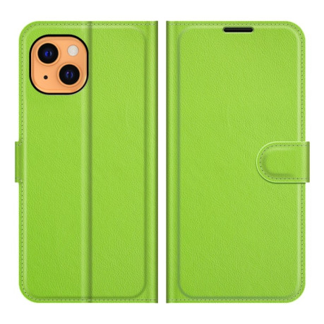 Чехол-книжка Litchi Texture на iPhone 13 mini - зеленый