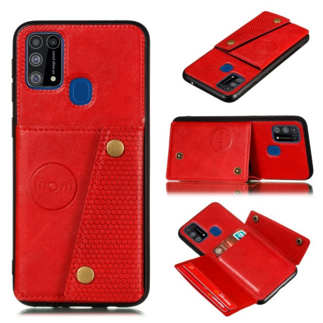 Противоударный чехол Magnetic with Card Slots на Samsung Galaxy M31 - красный