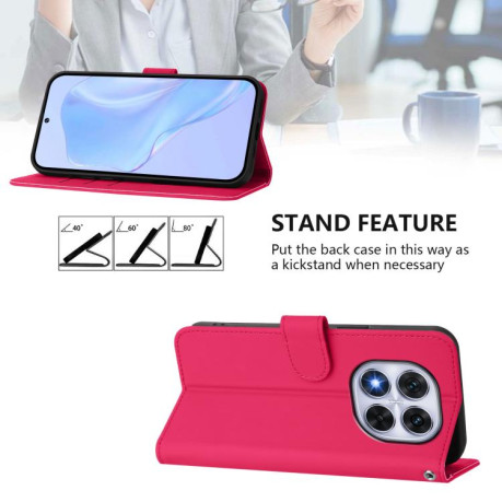 Чохол-книжка Skin Feel S-type для Xiaomi Redmi Note 14 Pro 5G/Poco X7 - пурпурно-червоний