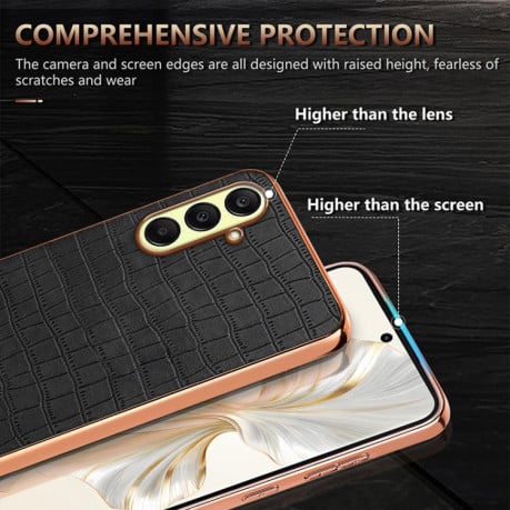 Чехол AZNS металлизированная рамка Electroplated Frame фактура “крокодил” на Samsung Galaxy A17 4G / 5G - черный
