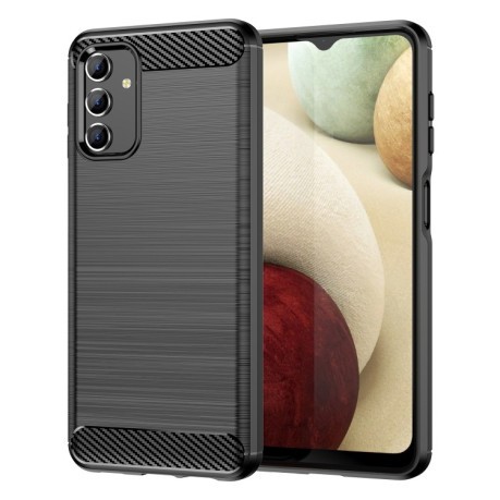 Противоударный чехол Brushed Texture Carbon Fiber на Samsung Galaxy A04s - черный