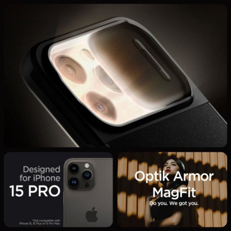 Оригінальний чохол Spigen Optik Armor Mag MagSafe для iPhone 15 Pro - Black