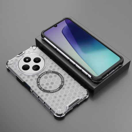 Протиударний чохол Honeycomb Magnetic Ring Shockproof на Xiaomi Redmi 14C 4G/Poco C75/Redmi A4 5G - білий
