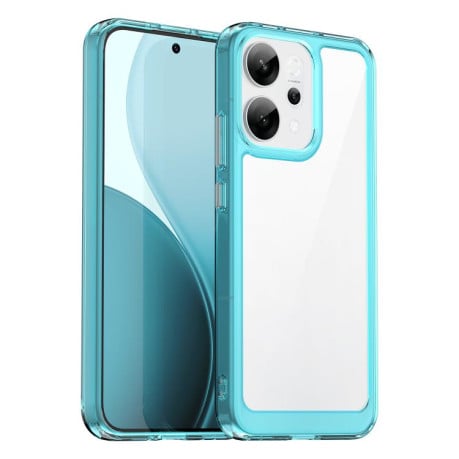 Противоударный чехол Colorful Acrylic Series с цветной силиконовой боковиной на OPPO Reno14 Global - синий