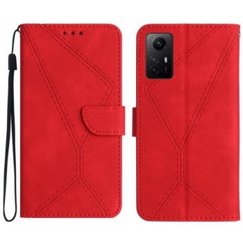 Чехол-книжка Stitching Embossed для Xiaomi Redmi Note 12S - красный