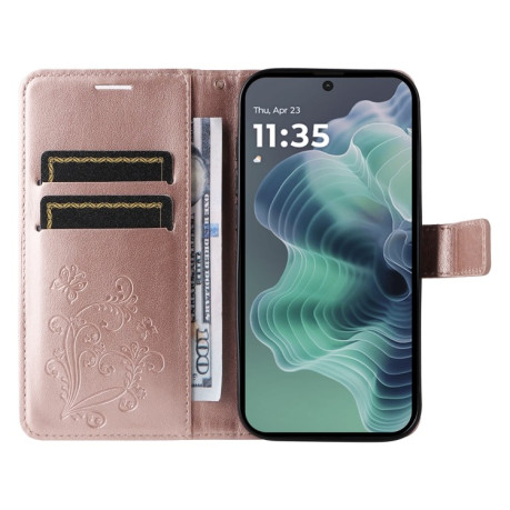 Чехол-книжка Embossed Butterfly для Motorola Moto G35 - золото