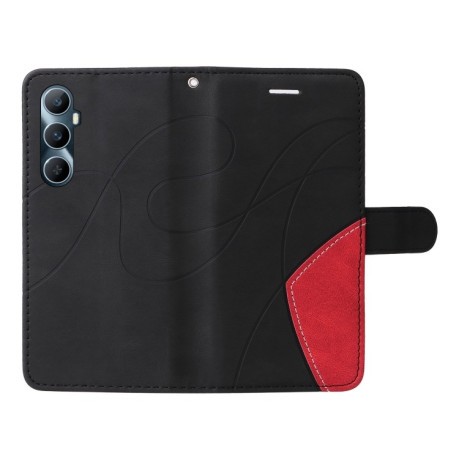 Чехол-книжка Dual-color Splicing Flip Leatherr для Realme C65 - черный