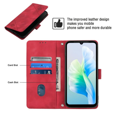 Чохол-книжка Skin-feel Embossed для Vivo S10e 5G / V23e 4G&amp;5G / Y75 4G - червоний