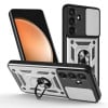 Чехол со шторкой на камеру Sliding Camshield и подставкой на Samsung Galaxy S25 FE 5G - серебристый