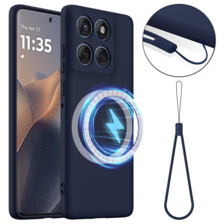 Силиконовый чехол Shockproof Silicone Magsafe для Motorola Edge 60 Pro - синий