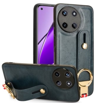 Противоударный чехол Wristband Leather Back для Realme 11 4G Global - синий