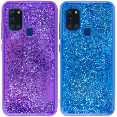 Ударозащитный чехол Sparkle Glitter для Samsung Galaxy A21s - синий
