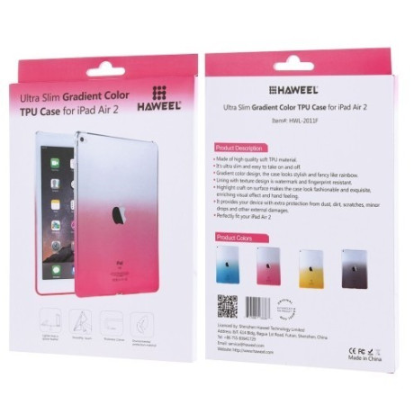 Прозорий TPU чохол Haweel Slim Gradient Color прозоро-рожевий для iPad Air 2