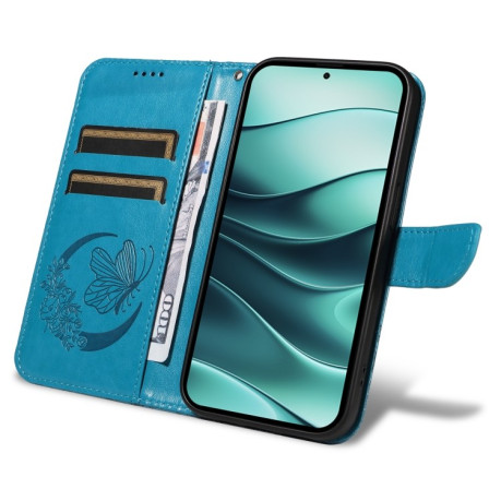Чохол-книжка Swallowtail Butterfly Embossed Leather для Xiaomi Redmi Note 14 5G/Poco M7 Pro 5G - синій