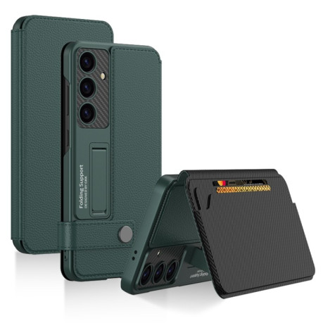 Чехол-книжка GKK Flip Wallet Leather для Samsung Galaxy S25 5G - зеленый