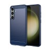 Противоударный чехол Brushed Texture Carbon Fiber на Samsung Galaxy S24+ 5G - синий