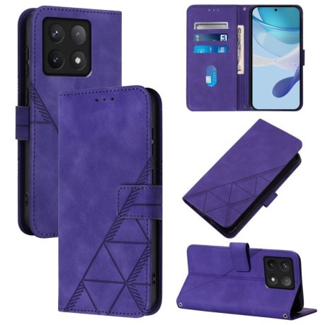 Чехол- книжка Crossbody 3D Embossed Flip Leather на Xiaomi 14T Pro - фиолетовый
