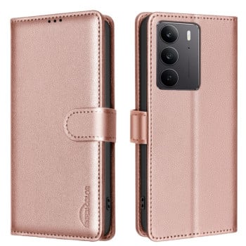 Чехол-книжка Litchi Texture RFID Anti-theft Leather на Realme C75 4G - золотой