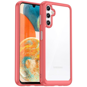 Противоударный чехол  Colorful Acrylic Series с цветной силиконовой боковиной на Samsung Galaxy A14 5G - красный