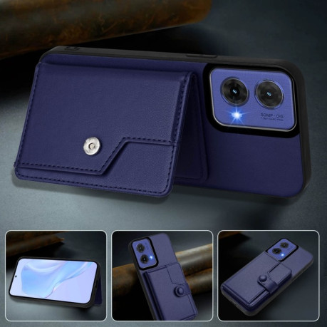 Ударозащитный чехол EU Version Button Card Bag RFID Anti-theft для Motorola Moto G85 - синий