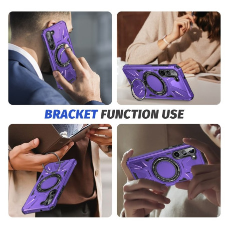 Противоударный чехол HTM MagSafe Magnetic Shockproof Phone Case with Ring Holder для Samsung Galaxy S24 5G - фиолетовый