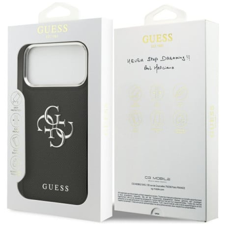 Оригинальный чехол Guess Grained Big 4G Classic Logo на iPhone 17 Pro Max - black