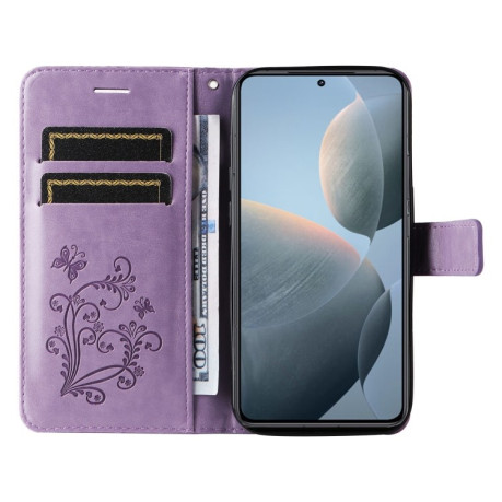 Чохол-книжка Embossed Butterfly для Xiaomi 14T - фіолетовий