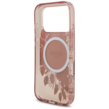 Оригінальний чохол Guess IML Flowers Pearl Strap з MagSafe на iPhone 17 Pro - Pink
