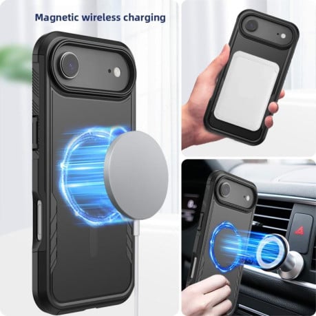 Противоударный чехол Kalebol 2 in 1 Matte с MagSafe на iPhone Air - черный