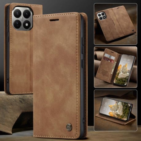 Чехол-книжка CaseMe-013 многофункциональный с кармашком на карт на Xiaomi 15T - коричневый