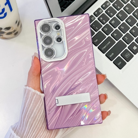 Протиударний чохол Plating Glitter Texture TPU with Lens Film для Samsung Galaxy S25 Ultra 5G - Purple Water Ripples
