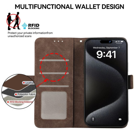 Чохол-книжка ABEEL Color Block Magnetic RFID Leather Google Pixel 9a - коричневий