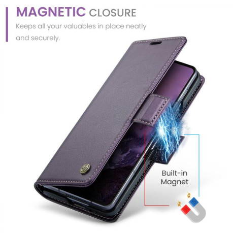 Чехол-книжка CaseMe 023 Butterfly Buckle Litchi Texture RFID Anti-theft Leather для Samsung Galaxy Fold 7 - фиолетовый