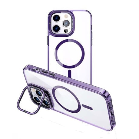 Противоударный чехол MagSafe Magnetic Holder для iPhone 15 Pro Max - фиолетовый
