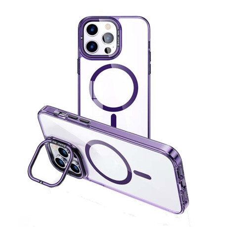 Противоударный чехол MagSafe Magnetic Holder для iPhone 15 Pro - фиолетовый