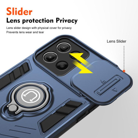 Противоударный чехол Sliding Camshield Ring Holder для Motorola Moto G15 - синий